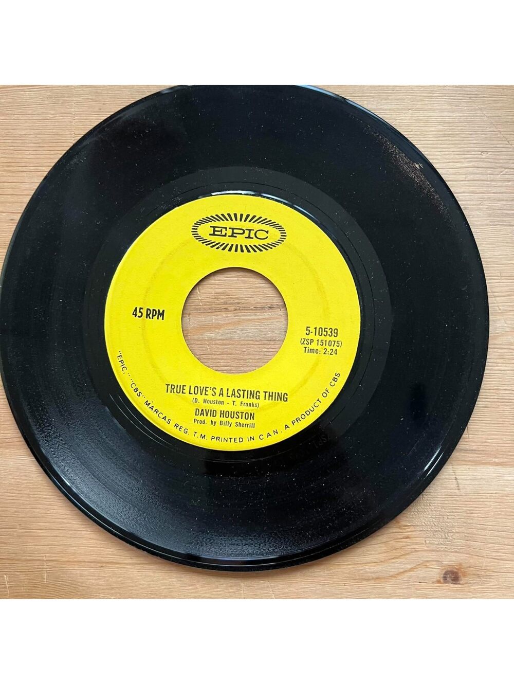 David Houston - True Love's a Lasting Thing/Baby, Baby 45rpm VG+ R16